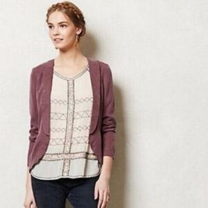 Anthropologie Elevenses Pocket Front Purple Jacket